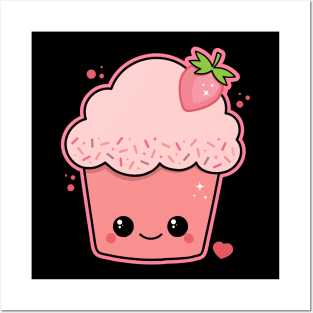 Kawaii Strawberry Muffin Posters and Art